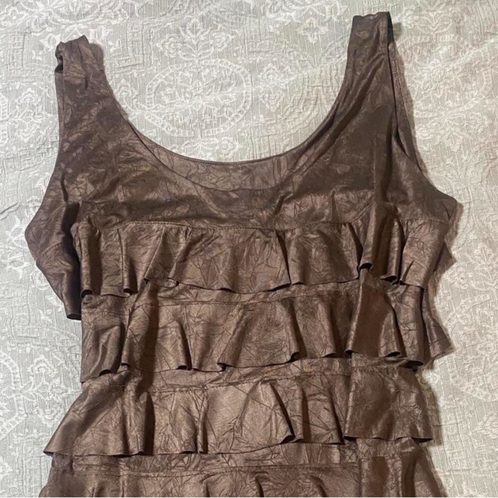 Chic Brown Ruffle Mini Dress - Picture 3 of 4